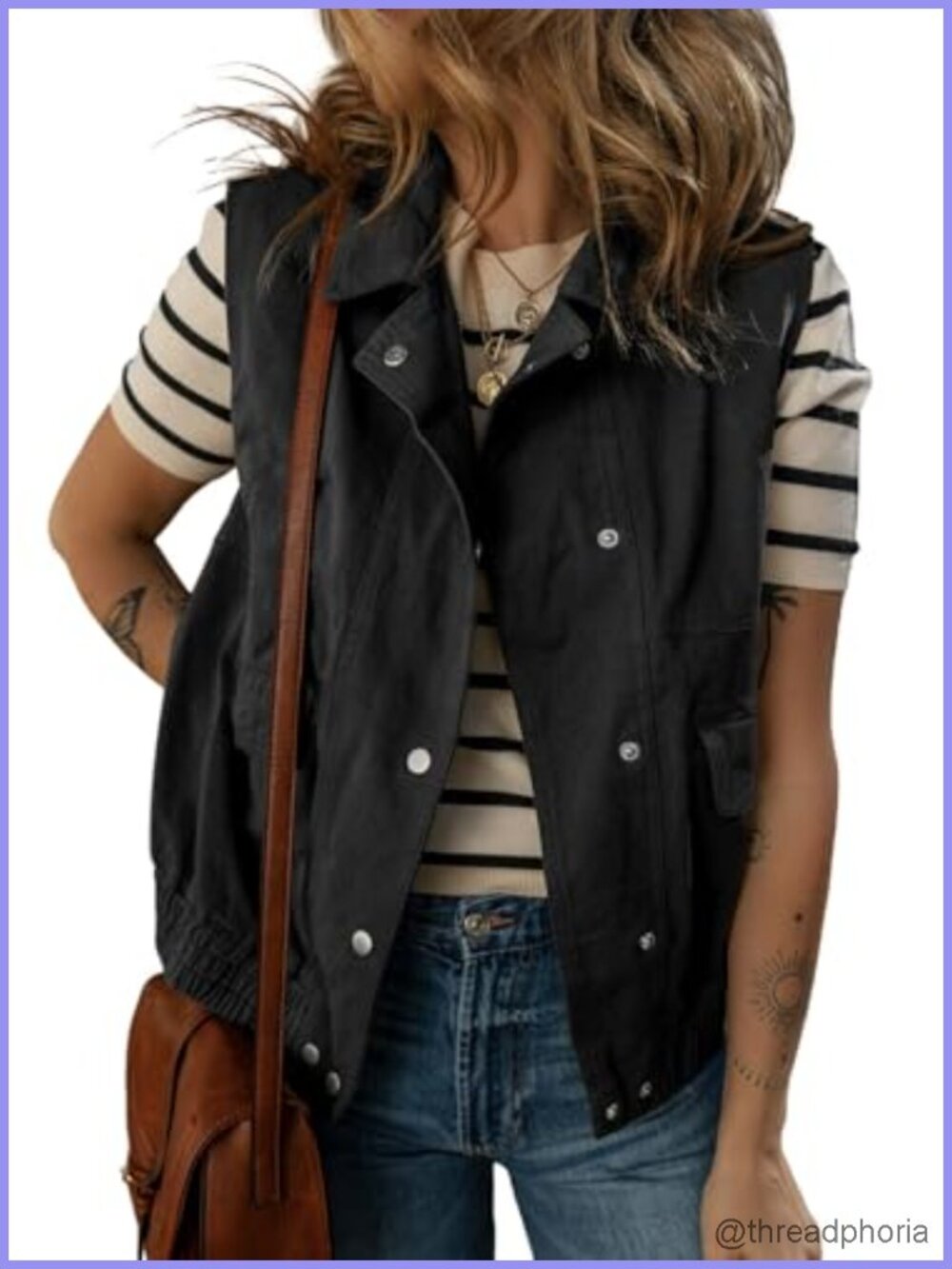 Womens Sleeveless Cargo Utility Vest Cotton Button Up Boxy Fit Spring Summer